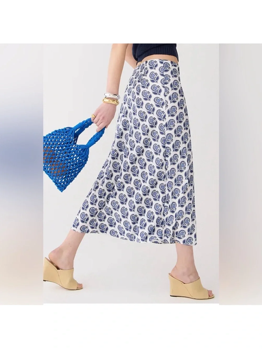 J.Crew Gwyneth slip skirt bouquet block print